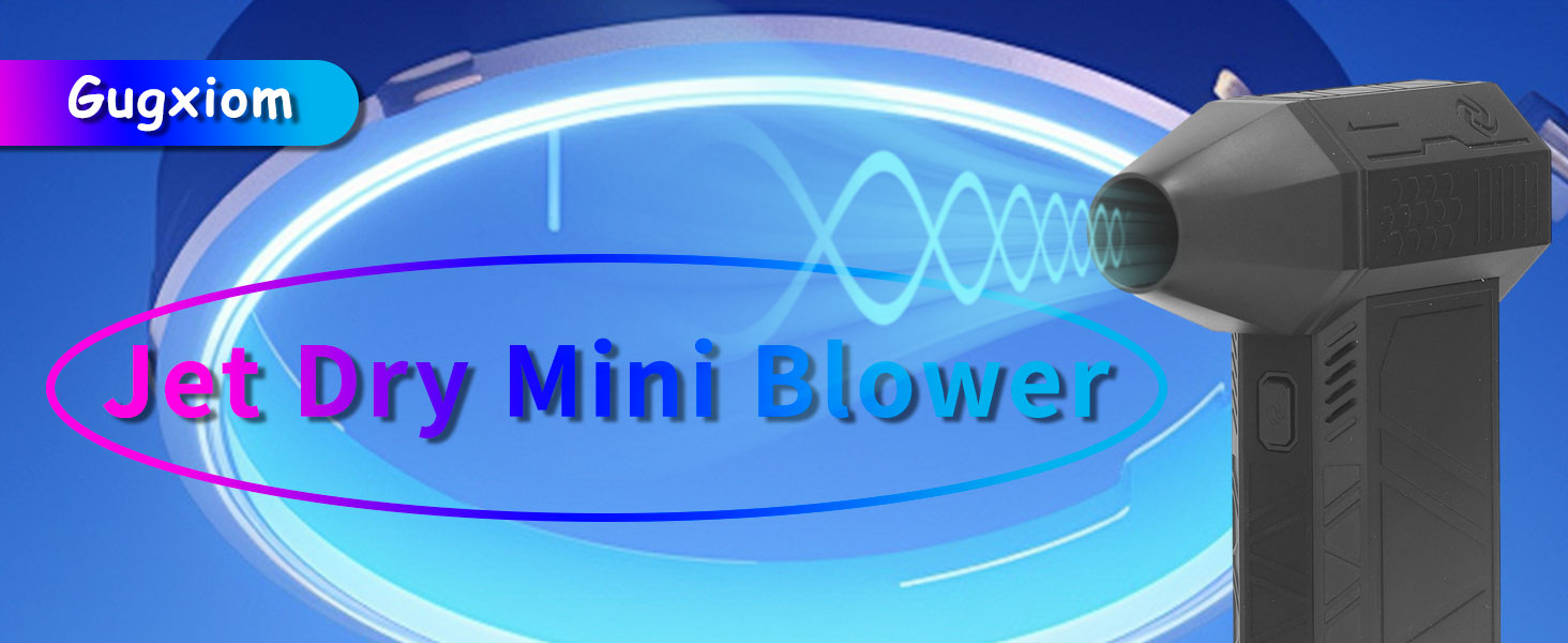 Gugxiom Jet Dry Mini Blower, 130000 RPM Portable Mini Jet Blower with 3 Adjustable Speeds, Type