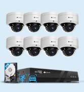 4COVR PoE Security Camera System, 8X 5MP IK10 Vandal-Proof IP67 Dome IP Camera with Audio, 8CH 4K...