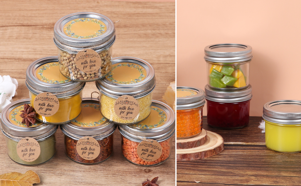 Small Mason Jars with Lids, 4oz 8 Pack Mini Canning Jars