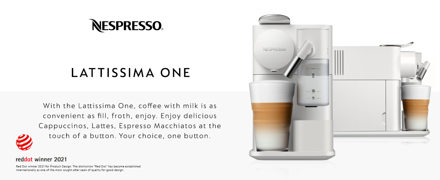 Nespresso Lattissima One Espresso Machine by De'Longhi, Porcelain White