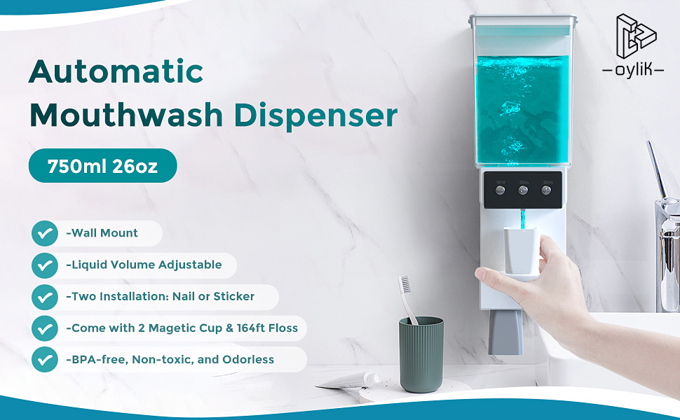 Automatic Mouthwash Dispenser for Bathroom, 26oz Mouth Wash