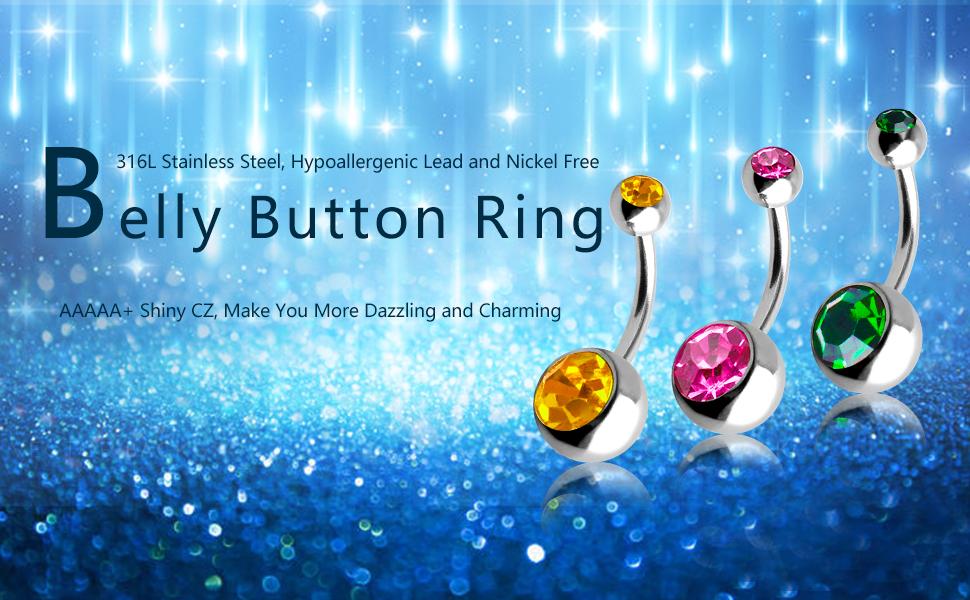 Outee 30 Pcs 14G Belly Button Rings Belly Rings for Women Belly