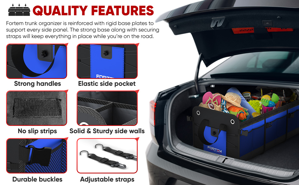 FORTEM Car Trunk Organizer, SUV Trunk Organizer, Car Storage Organizer