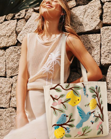 Embroidery Canvas Tote Bag