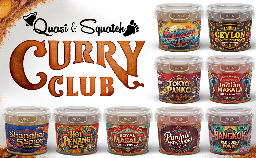 Curry Club by Quasi & Squatch - Curry Night Kit | Curry Gift Box with Nine Unique Curry Powders