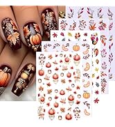 Fall Nail Art Stickers Maple Leaf Nail Decals Pumpkin Pine Cone Sticker for Nails Designs 3D Self...