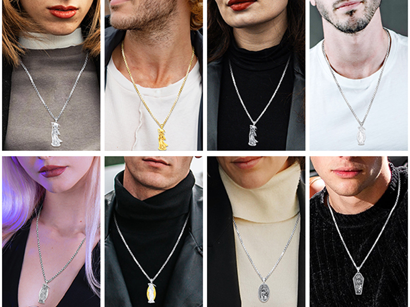 santa muerte necklace for men women