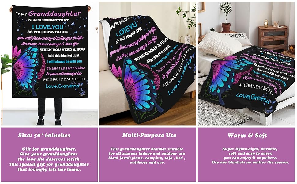 Guguden Granddaughter Flannel Throw Blanket, 50 * 60 Inch