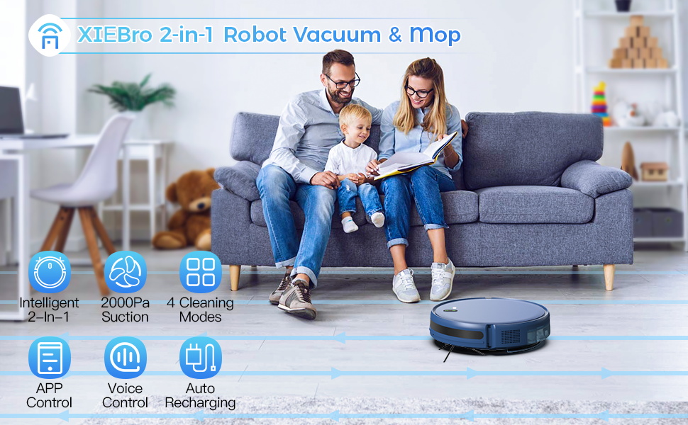 XIEBro Robot Vacuum and Mop Combo, 2 in 1 Mopping Robotic