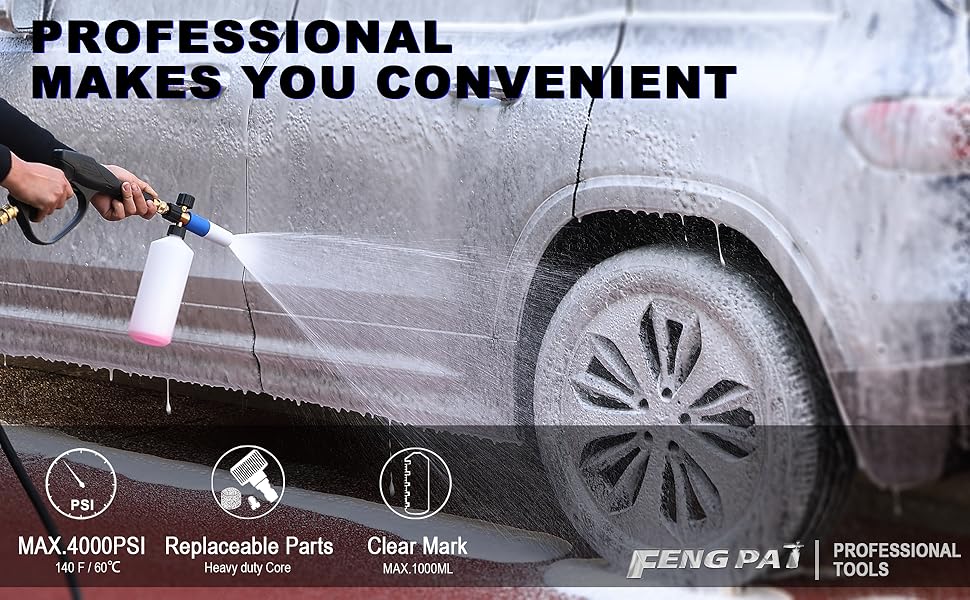 Foam Cannon Pressure Washer Gun with 1/4 Inch Quick Connect and Adjustable Nozzle