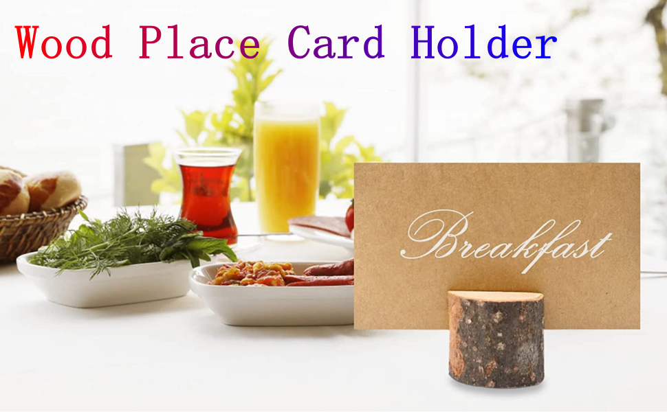 70Pcs Wood Place Card Holders, Rustic Real Wood with Wooden Table Card