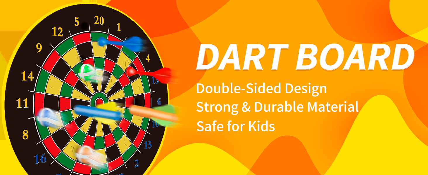 Double Sided Dart Board, Kids Dart Board Set Indoor Outdoor Party Sport Games Toys for 3 4 5 6 7