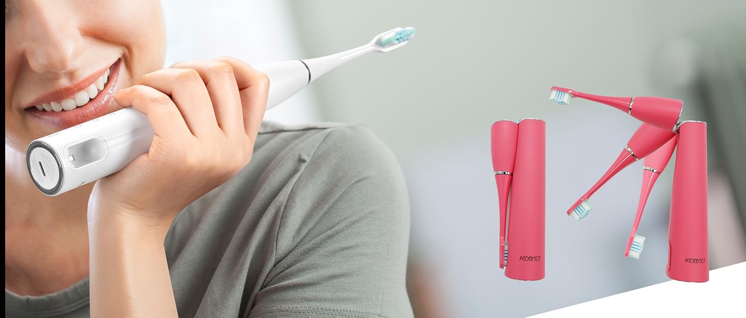 Folding Sonic Electric Tootbrush. Self Cleaning. Vibration can be set.
