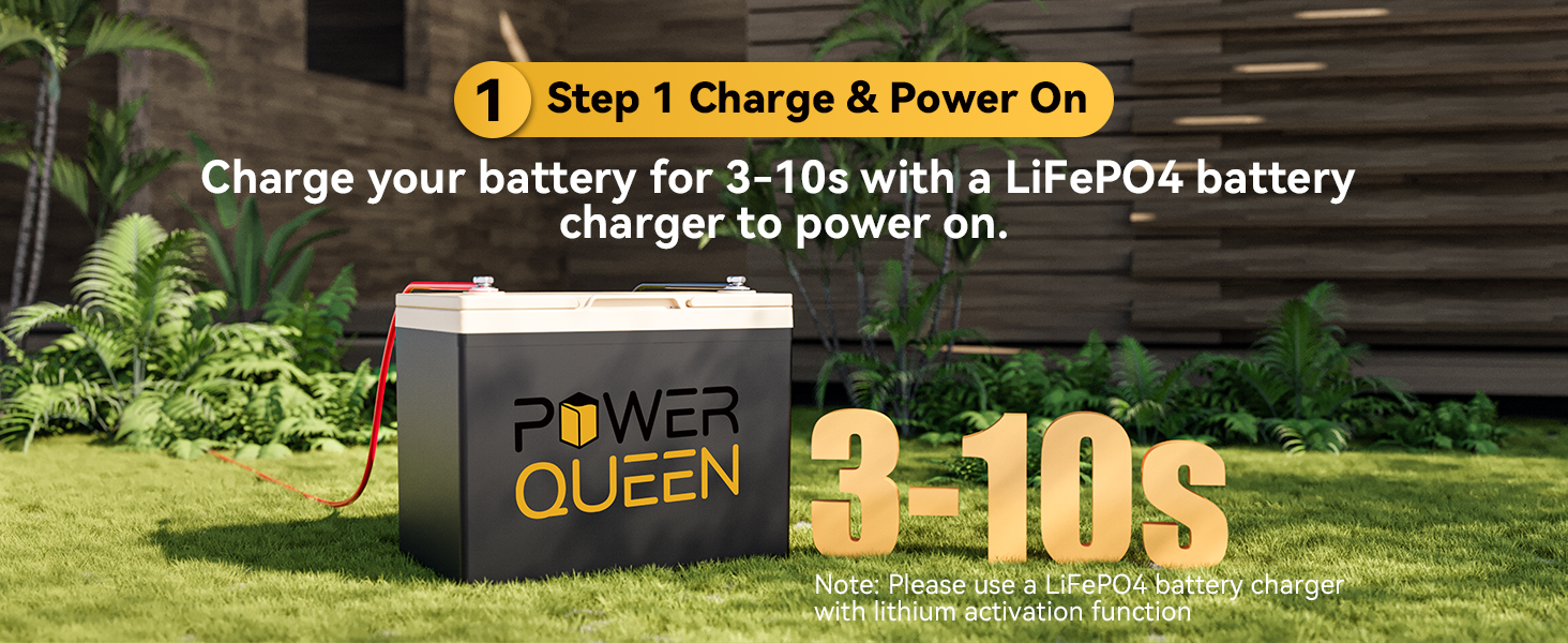 Power Queen 24V50Ah LiFePO4 Battery with Bluetooth 5.0
