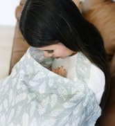 Bebe au Lait Premium Cotton Nursing Cover, Lightweight and Breathable Cotton, Open Neckline, One ...