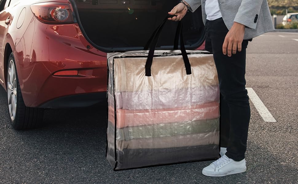 wsryx 6 Pack Large Clear Storage Bags for Moving Houses, Laundry Bags