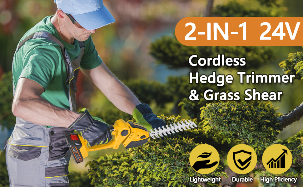 Hedge Trimmer Cordless 2 in 1 Handheld Grass Shears Mini