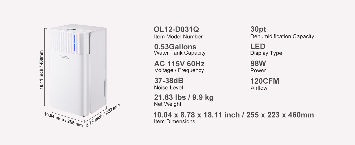 Dehumidifier for Home & Basement