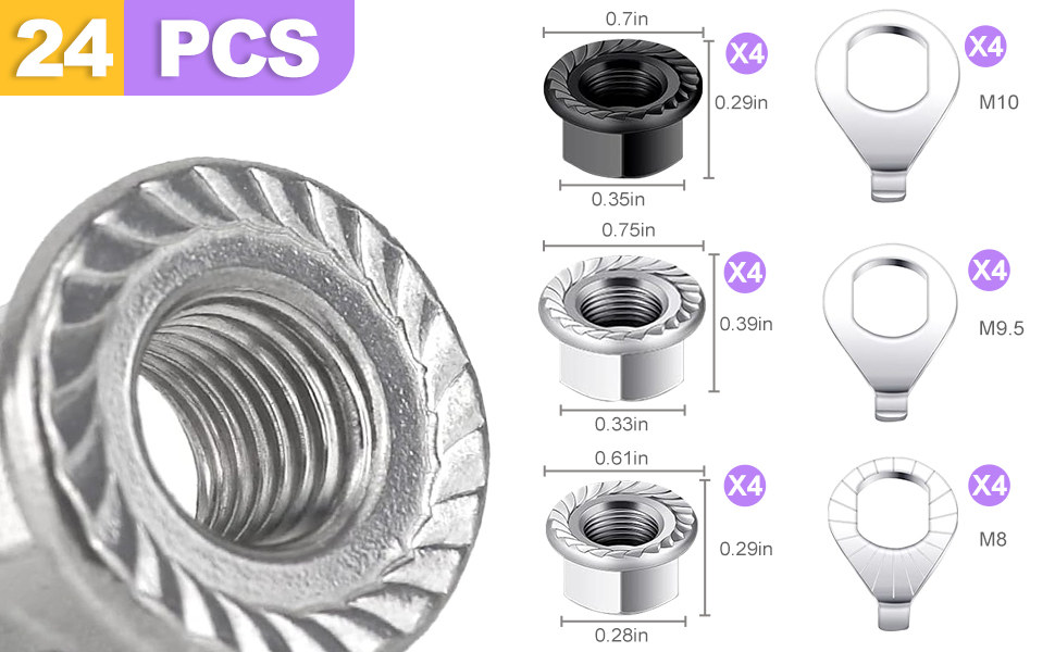 Bike Axle Nut and Washer Kit