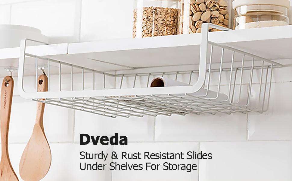4 Pack Under Shelf Basket, Under Organizer Shelf