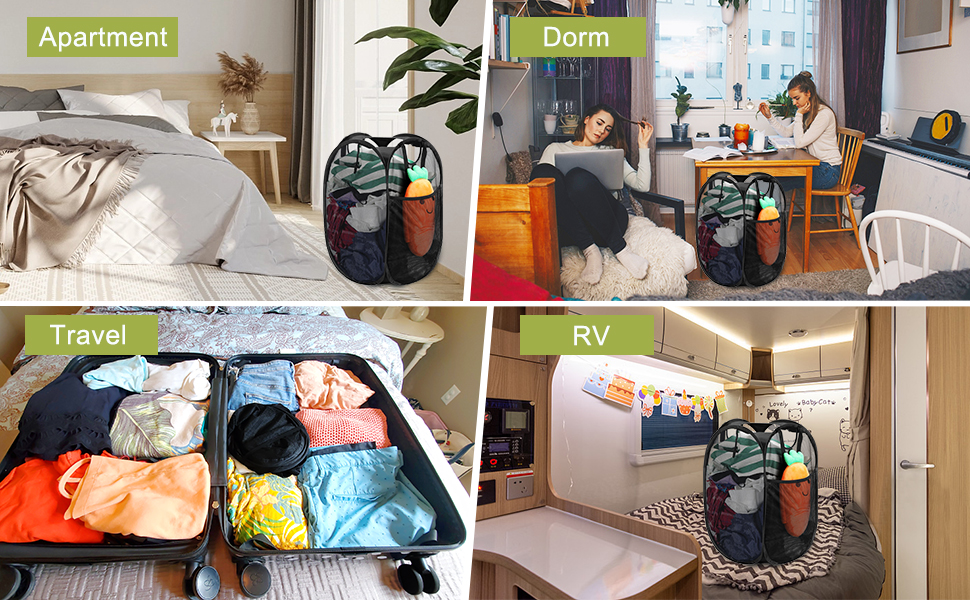 HOUSE AGAIN Mesh Popup Laundry Hamper, [Reinforced] Collapsible Laundry