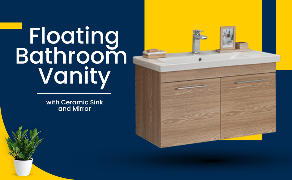 Adorn Vanity Elio Collection Floating Fawn Bathroom Vanity