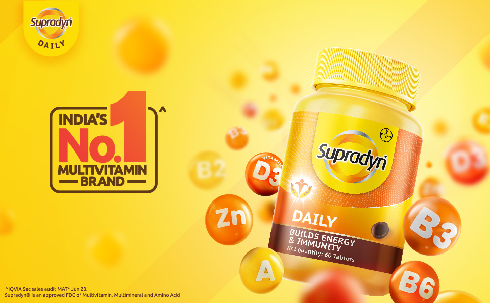 Supradyn Daily, India's No.1 Multivitamin (60 tablets) with Biotin ...
