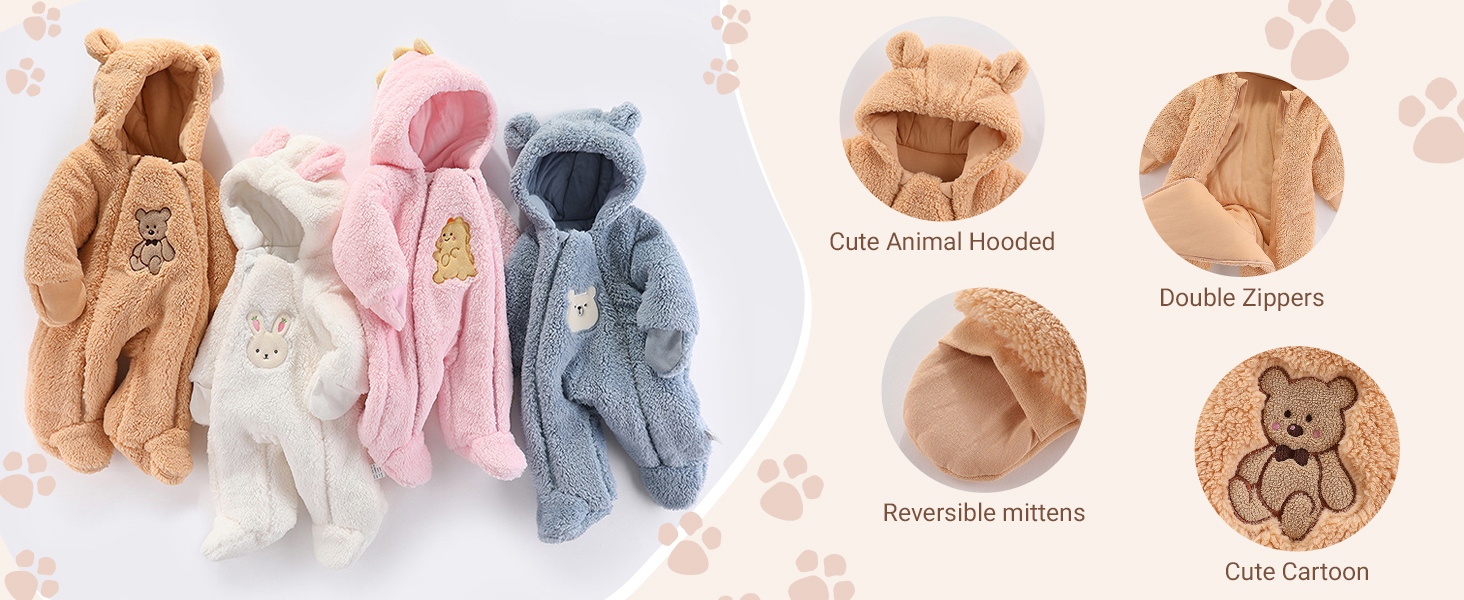 Baby Snowsuit Hooded Romper Winter Outfits