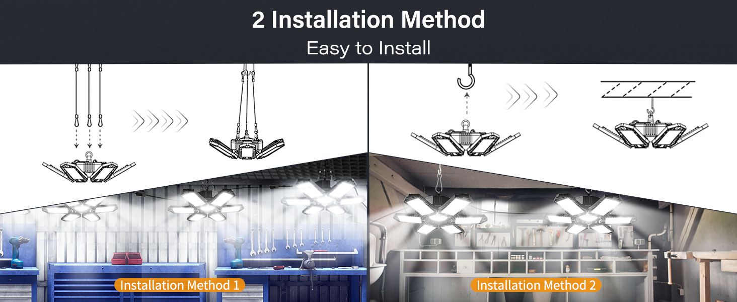 FAMURE LED Garage Lights, 185W Linkable Shop Lights with Cord Plug in