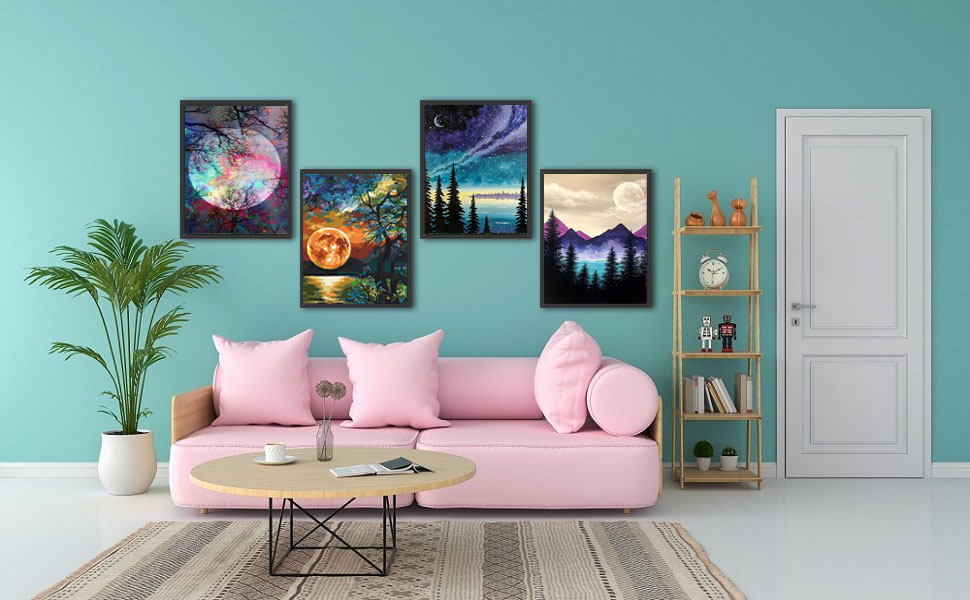 4 Pack Paint by Numbers, Paint by Numbers for Adults and