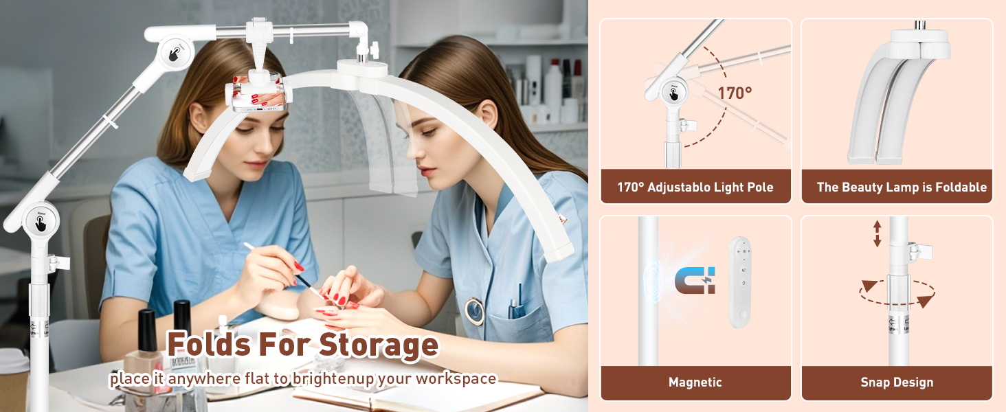 Foldable lamp head 360 degree rotating lamp head lamp for lash extensions tattoo lamp