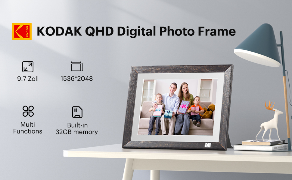 Kodak Rustic Black Wood WiFiEnabled Digital Photo Frame HDPF978