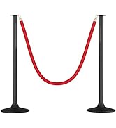 RoadHero Plastic Stanchion Post, Red Carpet Ropes and Poles with Weighted Base, Velvet Rope Barri...