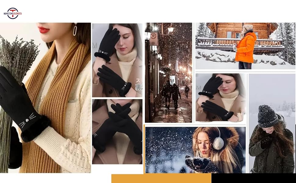 Woolen Gloves for Mobile Use Ladies Touchscreen Gloves Fashionable Gloves for Winter