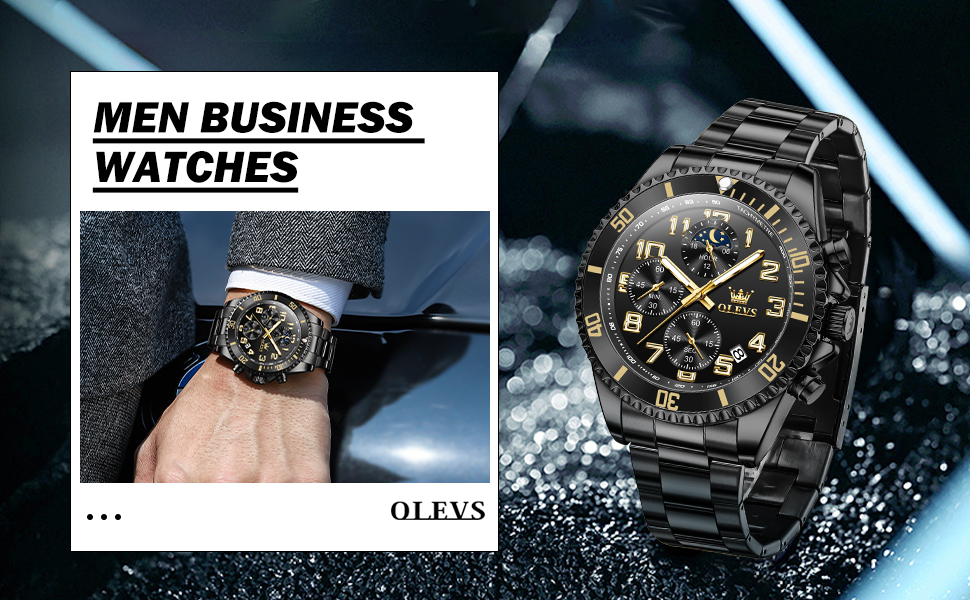 stainless steel chronograph watch,all black watch,men's wrist watches,black watches for men