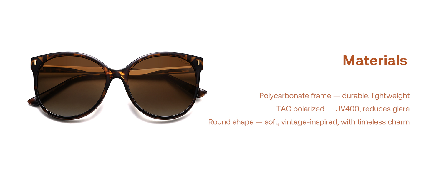 SOJOS Round Polarized Sunglasses for Women Men Oversized Trendy UV Protection Shades