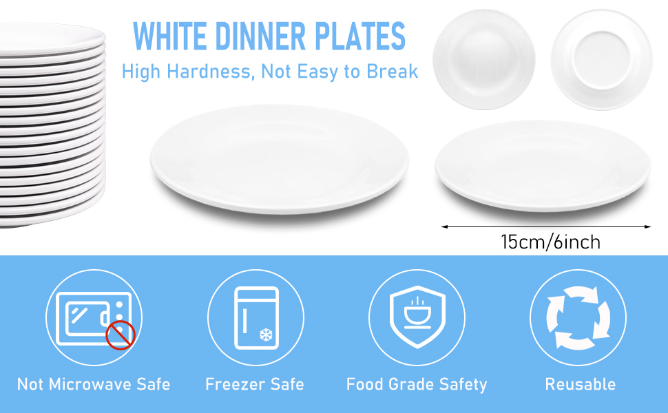 36 Pieces Appetizer Plates 5.91 Inch Dessert Plates Small White Round Lightweight Saucers Dish