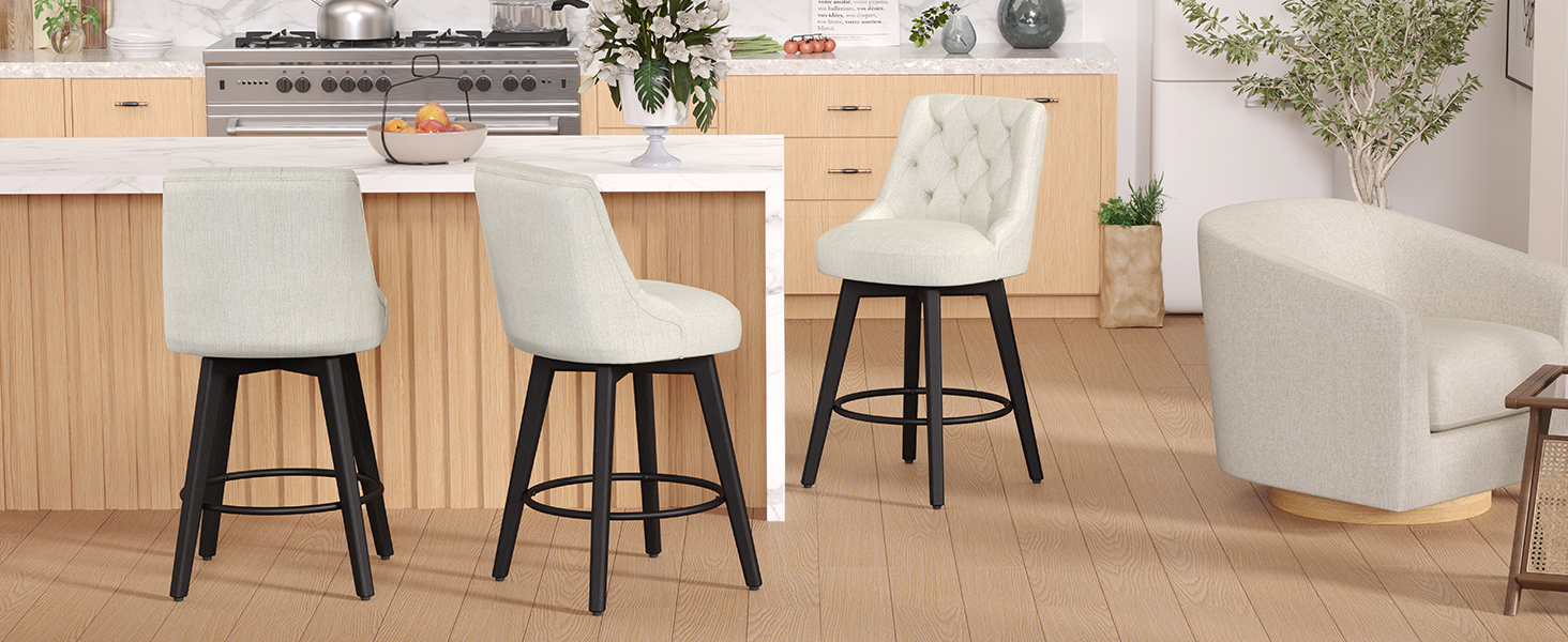 CarterChairr Swivel Counter Height Bar Stools Set of 2, 26.
