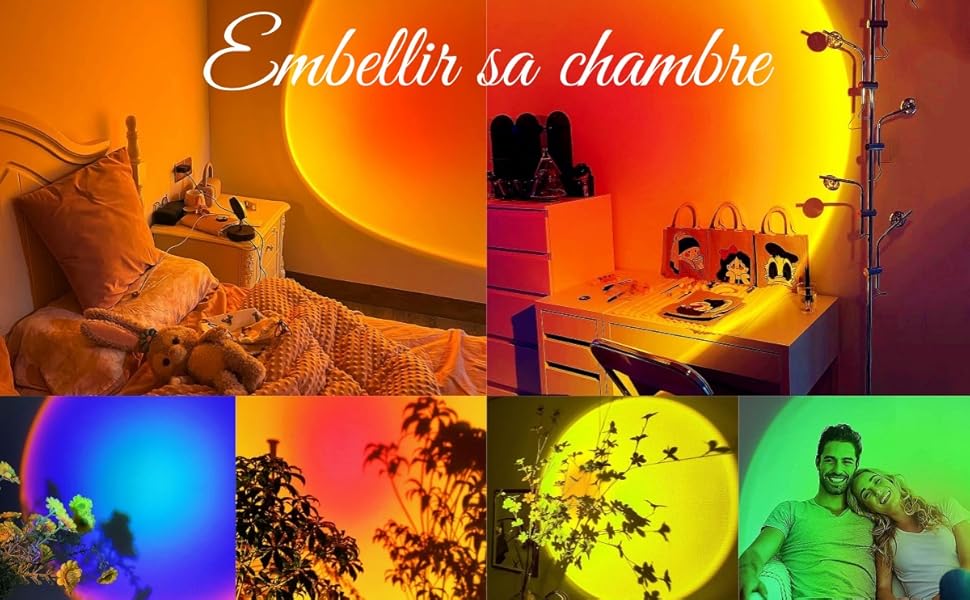 QUIGO Sunset Lamp Led Lights for Bedroom Decor Dusk Dawn Sun Sunlight Sunrise Outdoor Indoor RGB