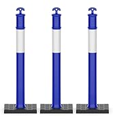 RoadHero 45 Inch Delineator Post with Rubber Base, Heavy Duty Blue Traffic Delineator Posts Cones...