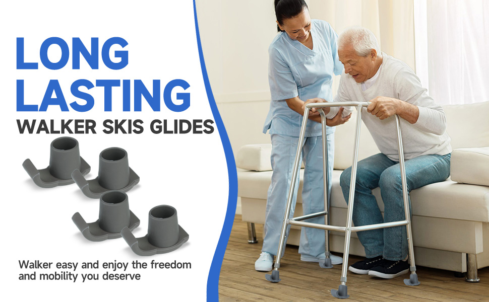 Walker Ski Glides Accessories Heavy Duty 4 PCS, Replacement