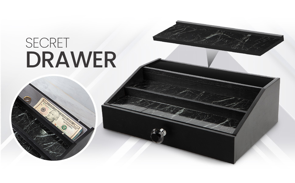 Spectrence Wooden Cologne Organizer for Men, 3 Tier Black