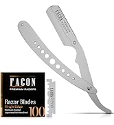 Facón Straight Razors for Men - Professional Barber Straight Edge Razor Kit with 100 Blades, Clas...