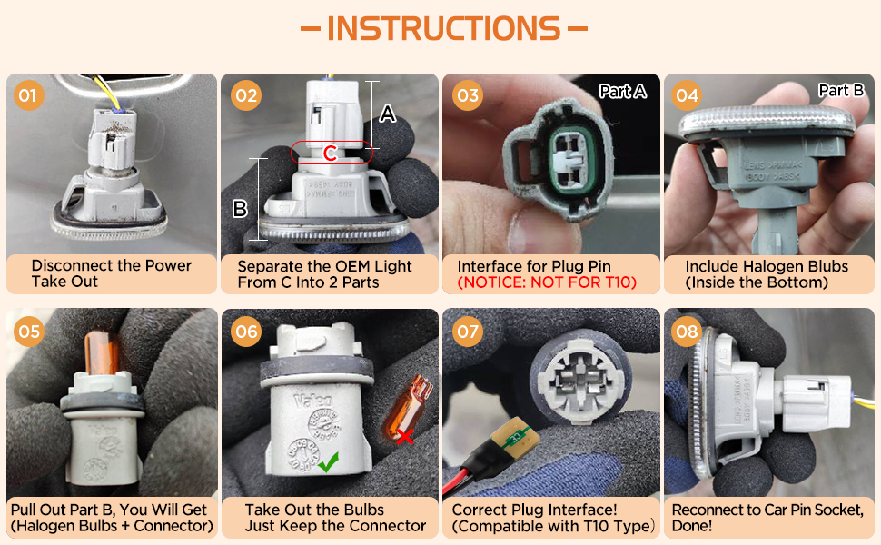 FetonAuto Smoked Lens Sequential LED Front Fender Side Marker Lights