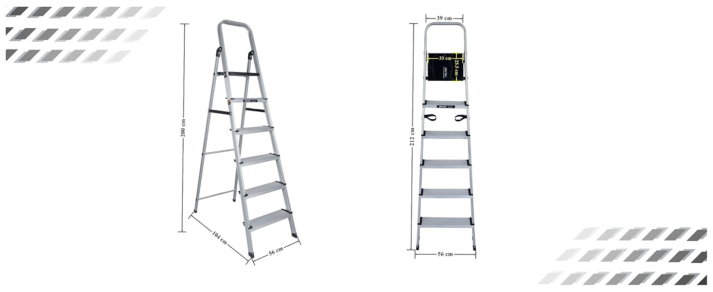 Plantex Big Foot 6 Steps Ladder for Home/Aluminium Folding Ladder/Wide