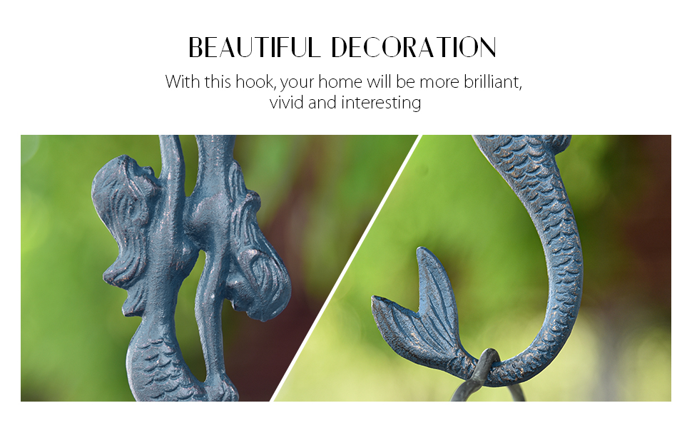 Sungmor Cast Iron Plant Hangers, 2PC Mermaid & 11 Inch