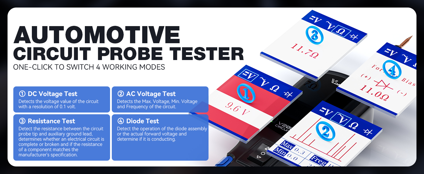 automotive circuit probe tester-one click to switch 4 working modes