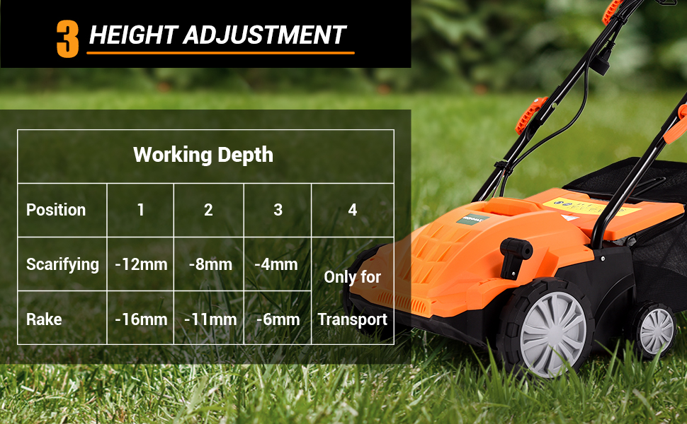 ARNOT Lawn Dethatcher & Scarifier, 2in1 Electric Corded