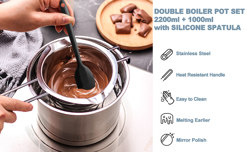 1000ML Double Boiler Pot with 2200ML Stainless Steel Pot