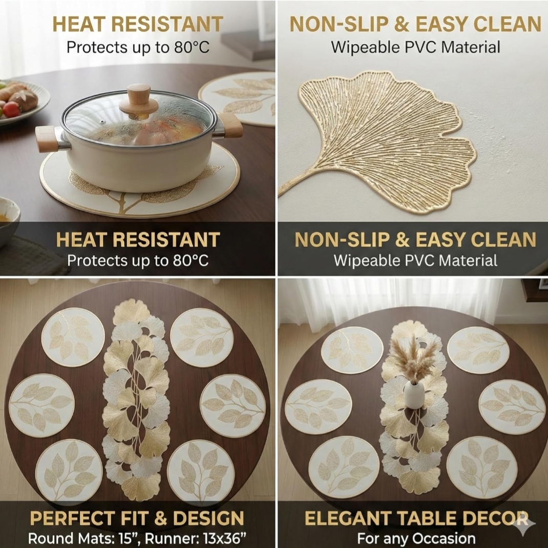 Dining Table Mat & Runner Set - Elegant Table Protection -28